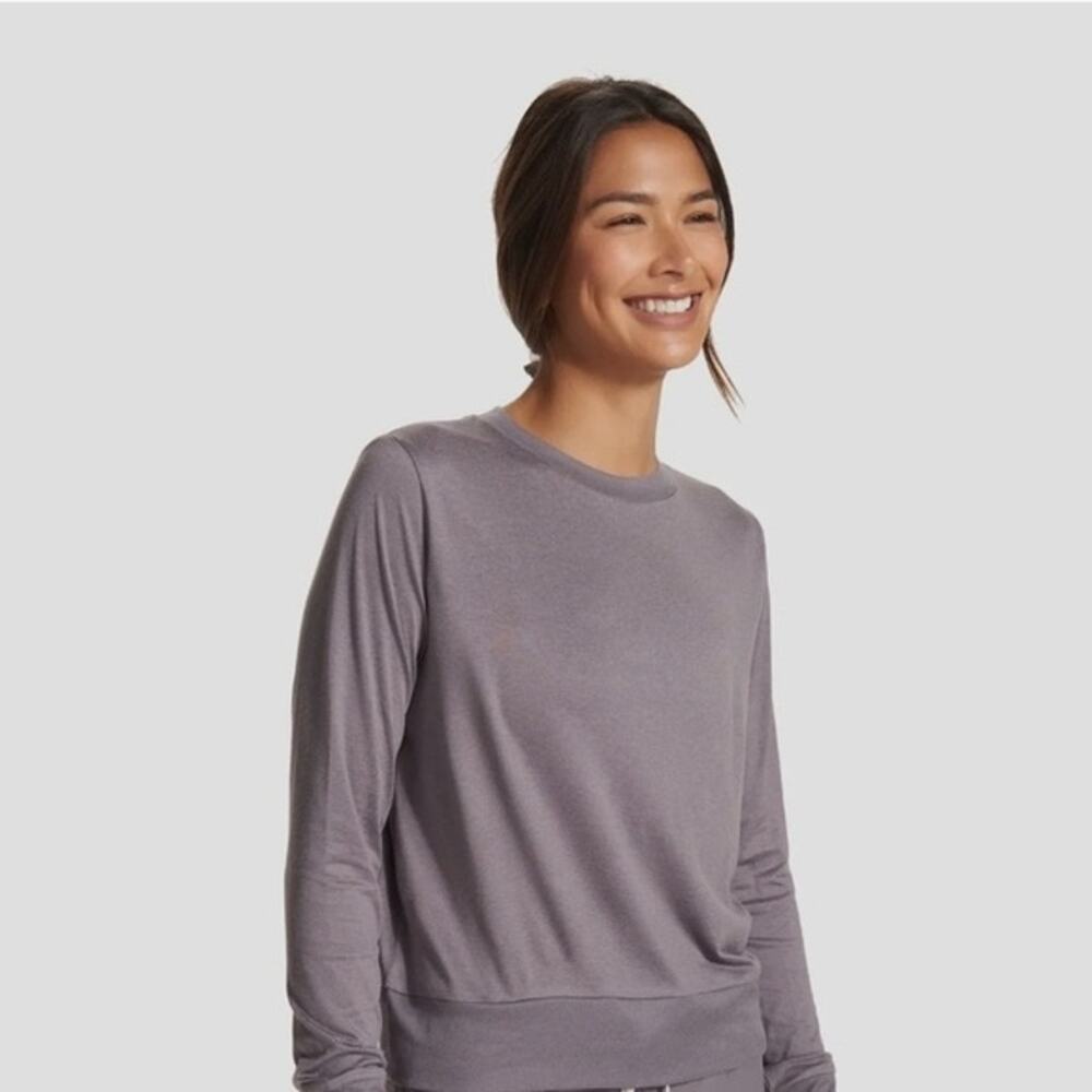 Vuori Daydream Crew Sawyer Heather Purple XS Long Sleeve Tee
